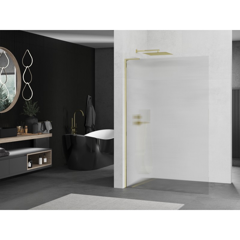 Mexen Kioto L Duschwand Walk-in 70 x 200 cm, Streifen, Gold - 800-070-103-50-09