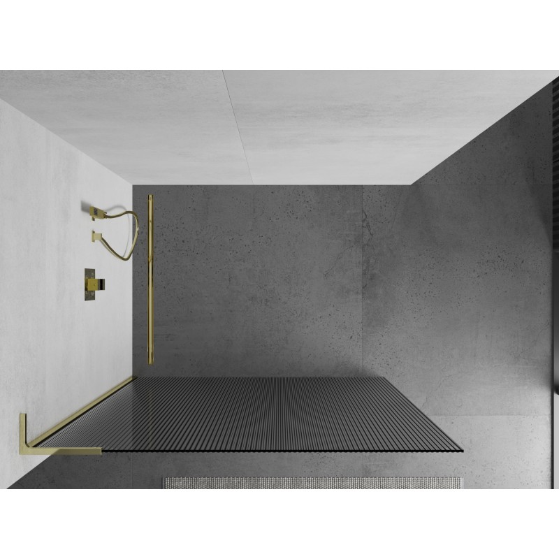 Mexen Kioto L Duschwand Walk-in 110 x 200 cm, Streifen, Gold - 800-110-103-50-09