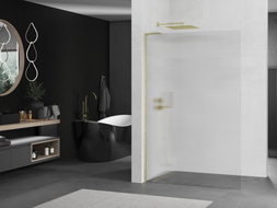 Mexen Kioto L Duschwand Walk-in 120 x 200 cm, Prägungen, gebürstetes Gold - 800-120-103-55-09