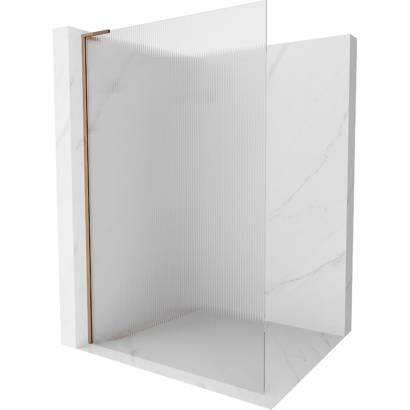 Mexen Kioto L Duschwand Walk-in 70 x 200 cm, Streifen, Roségold - 800-070-103-60-09