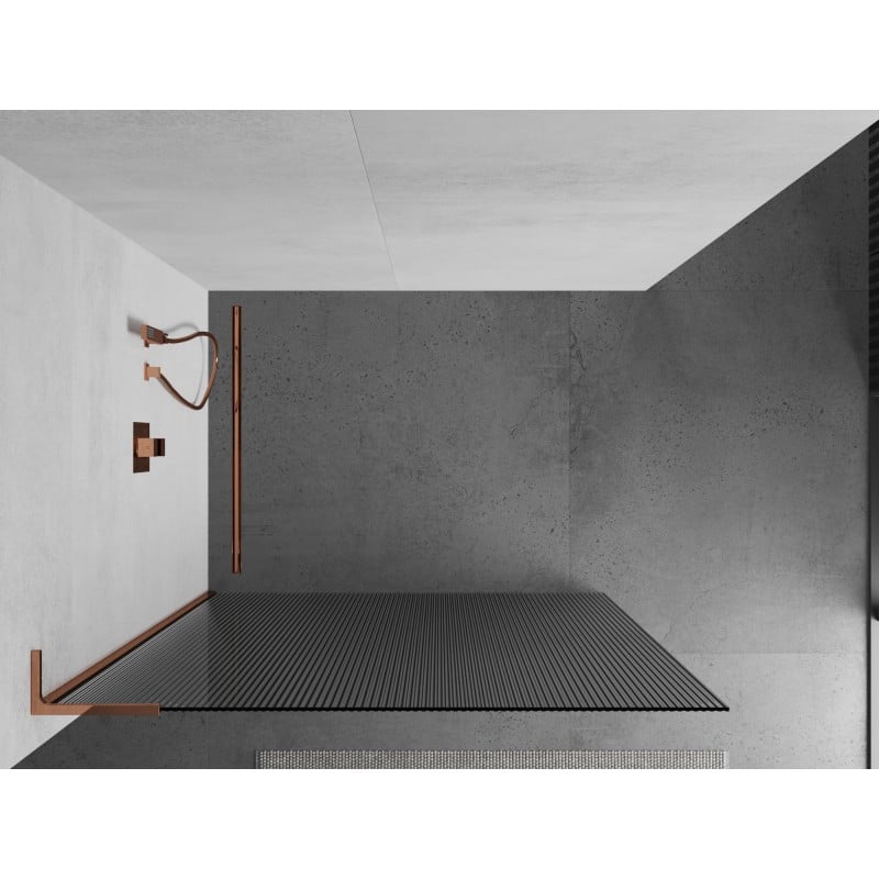 Mexen Kioto L Duschwand Walk-in 80 x 200 cm, Streifen, Roségold - 800-080-103-60-09