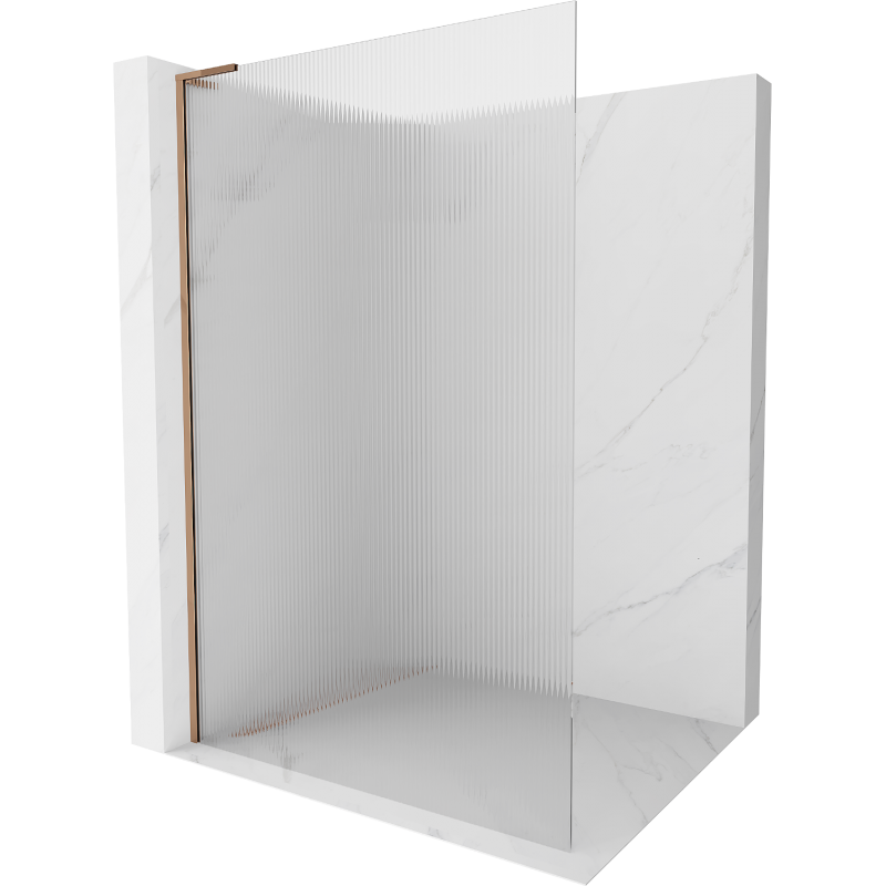 Mexen Kioto L Duschwand Walk-in 90 x 200 cm, Streifen, Roségold - 800-090-103-60-09