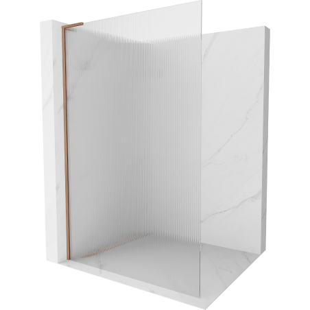 Mexen Kioto L Duschwand Walk-in 70 x 200 cm, Streifen, gebürstetes Kupfer - 800-070-103-65-09