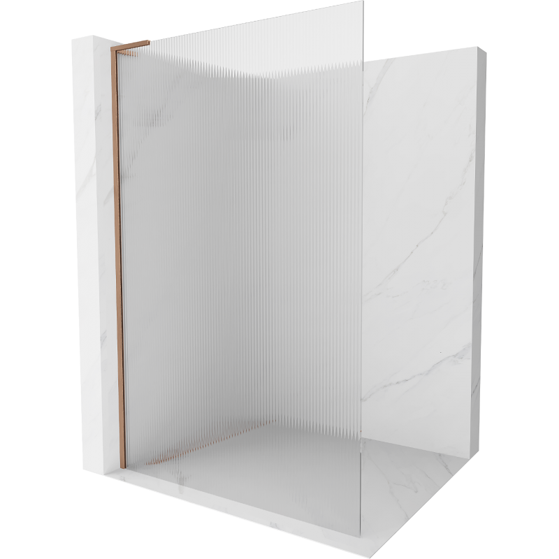 Mexen Kioto L Duschwand Walk-in 80 x 200 cm, Prägungen, gebürstetes Kupfer - 800-080-103-65-09