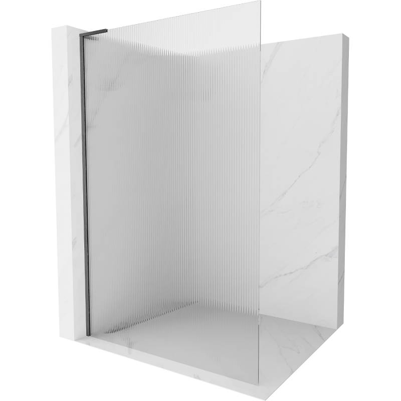 Mexen Kioto L Duschwand Walk-in 70 x 200 cm, Rillen, gebürstet Gun Gray - 800-070-103-66-09