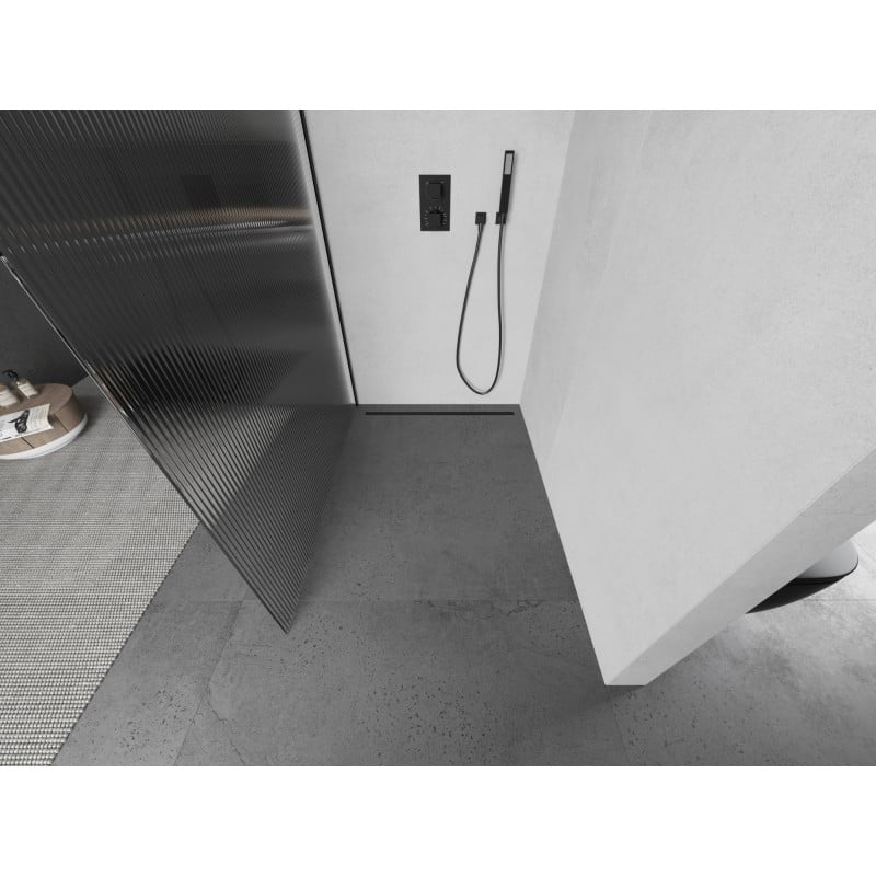 Mexen Kioto L Duschwand Walk-in 80 x 200 cm, Streifen, schwarz - 800-080-103-70-09
