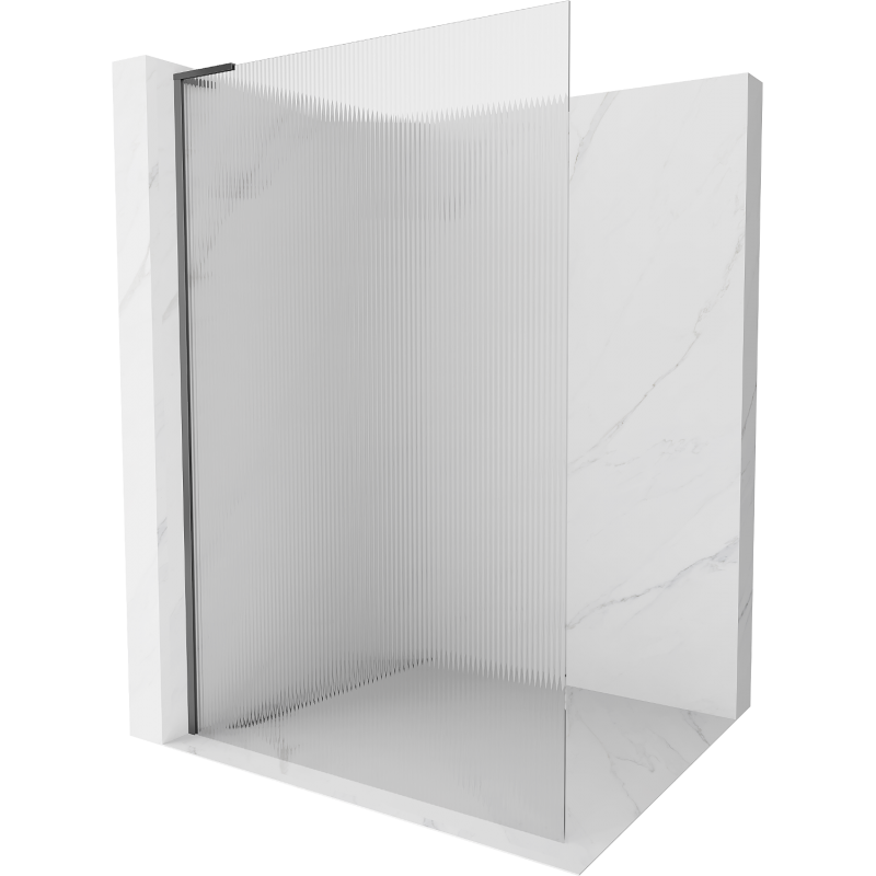 Mexen Kioto L Duschwand Walk-in 90 x 200 cm, Streifen, Gun Metal - 800-090-103-95-09