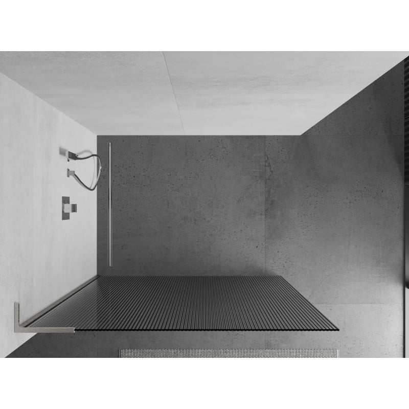 Mexen Kioto L Duschwand Walk-in 110 x 200 cm, Streifen, gebürsteter Nickel - 800-110-103-97-09