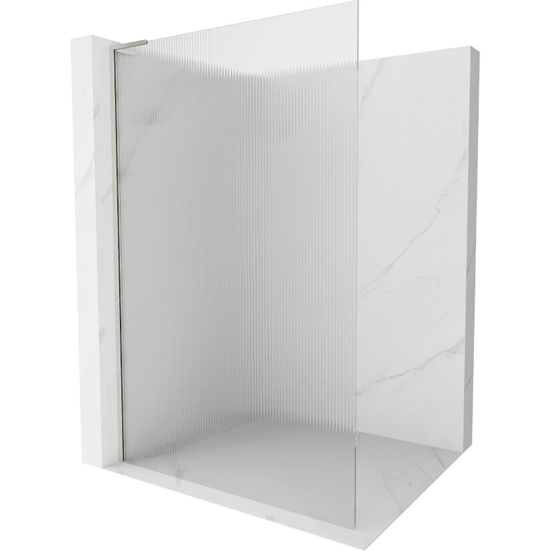 Mexen Kioto L Duschwand Walk-in 120 x 200 cm, Streifen, gebürsteter Nickel - 800-120-103-97-09