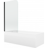 Mexen Cubik Rechteckige Badewanne 170 x 70 cm mit Verkleidung und 1-flügeliger Abtrennung 70 cm, transparent, schwarz