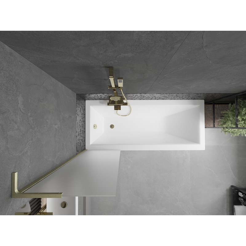 Mexen Next L Badewannenfaltwand 1-flügelig 50 x 150 cm, matt, gold gebürstet - 895-050-000-03-30-55