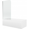 Mexen Cubik Rechteckige Badewanne 170 x 70 cm mit Verkleidung und einteiligem Duschvorhang 80 cm, transparent, Chrom