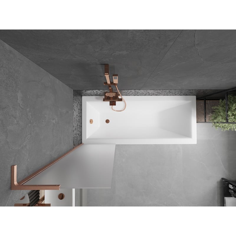 Mexen Next L Badewannenabtrennung 1-flügelig 50 x 150 cm, matt, gebürstetes Kupfer - 895-050-000-03-30-65