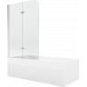 Mexen Cubik Rechteckige Badewanne 170 x 70 cm mit Verkleidung und 2-flügeligem Paravent 80 cm, transparent, Chrom