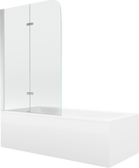 Mexen Cubik Rechteckige Badewanne 170 x 70 cm mit Verkleidung und 2-flügeligem Paravent 80 cm, transparent, Chrom