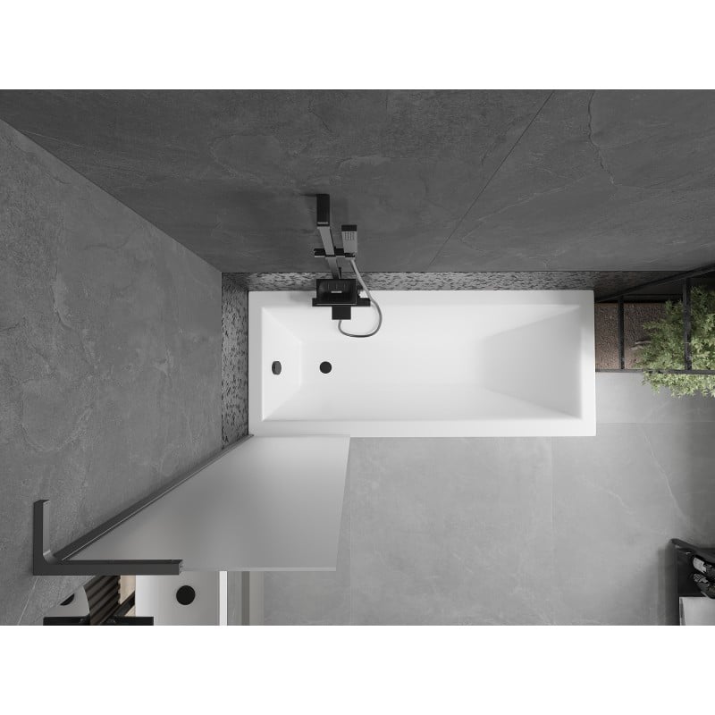 Mexen Next L Badewannenfaltwand 1-flügelig 50 x 150 cm, Milchglas, Gun Metal - 895-050-000-03-30-95