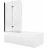 Mexen Cubik Rechteckige Badewanne 170 x 70 cm mit Verkleidung und 2-flügeliger Trennwand 80 cm, transparent, schwarz