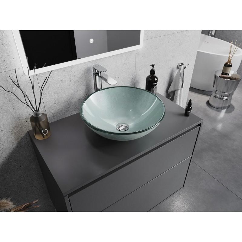 Mexen Mira Glas Aufsatzwaschbecken 42 x 42 cm, silber - 24124211