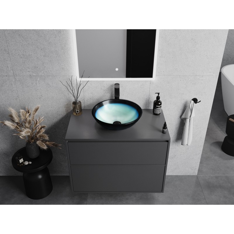 Mexen Mira glaswaschbecken zum Aufsetzen 42 x 42 cm, blau - 24124247