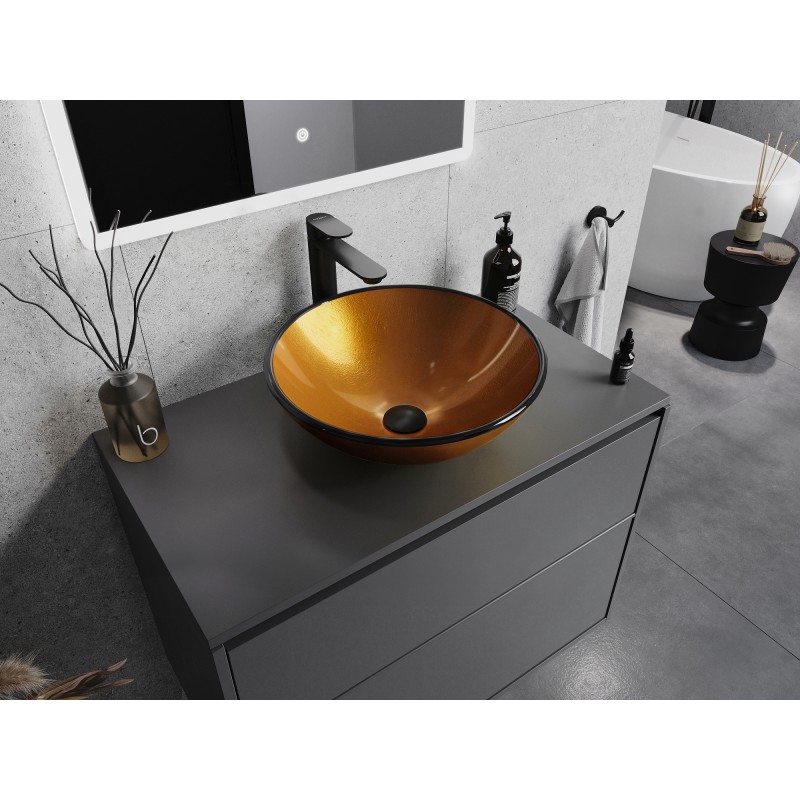 Mexen Mira Glaswaschbecken zur Aufsatzmontage 42 x 42 cm, Gold - 24124250