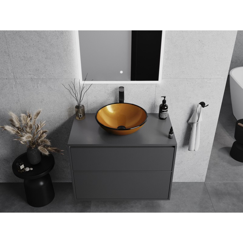 Mexen Mira Glaswaschbecken zur Aufsatzmontage 42 x 42 cm, Gold - 24124250