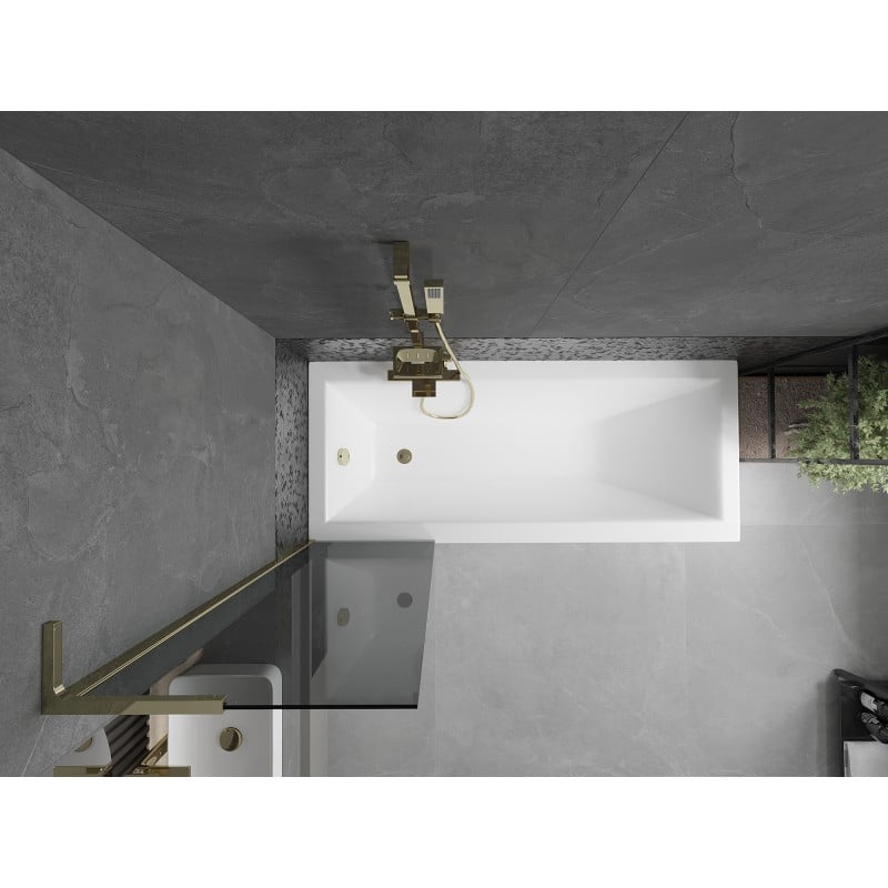 Mexen Next L Badewannenwand 1-flügelig 50 x 150 cm, Graphit, Gold - 895-050-000-03-40-50