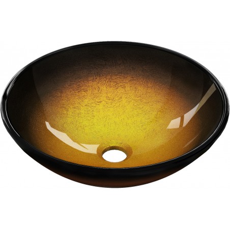 Mexen Mira Glas Aufsatzwaschbecken 42 x 42 cm, dunkles Gold - 24124251