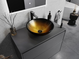 Mexen Mira Glaswaschbecken Aufsatzwaschbecken 42 x 42 cm, dunkles Gold - 24124251