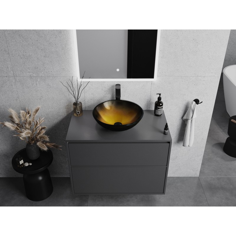Mexen Mira Glas-Waschtisch-Schüssel 42 x 42 cm, dunkelgold - 24124251