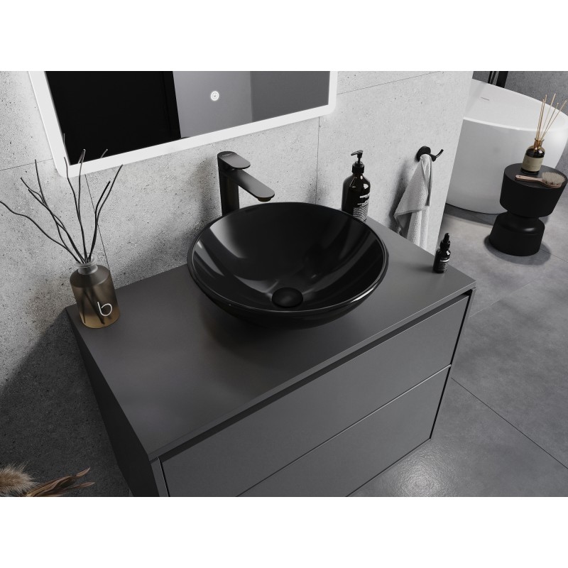 Mexen Mira Glaswaschbecken Aufsatzwaschbecken 42 x 42 cm, schwarz - 24124270