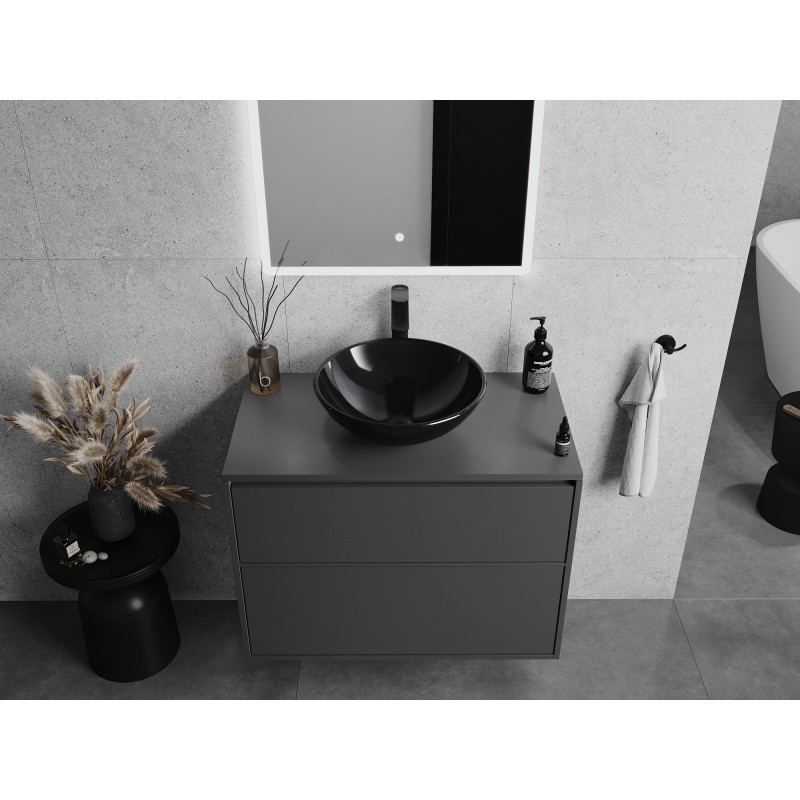 Mexen Mira Glaswaschbecken Aufsatzwaschbecken 42 x 42 cm, schwarz - 24124270