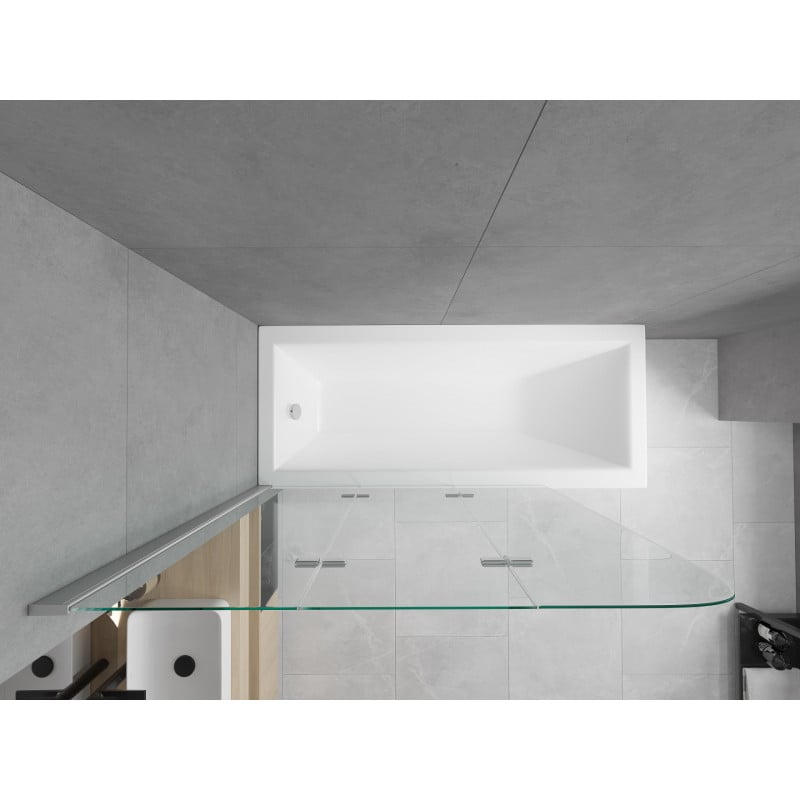 Mexen Cubik rechteckige Badewanne 170 x 70 cm mit Verkleidung und 3-flügeliger Duschwand 120 cm, transparent, chrom