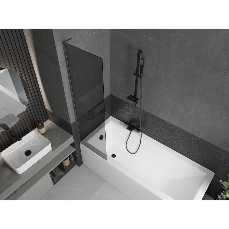 Mexen Next L Badewannenfaltwand 1-flügelig 50 x 150 cm, Graphit, Gun Metal - 895-050-000-03-40-95