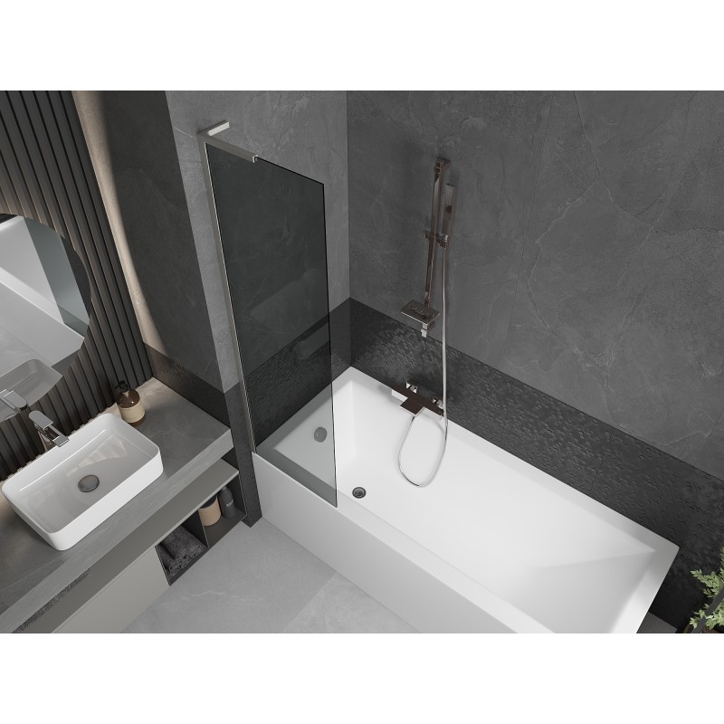 Mexen Next L Badewannenabtrennung 1-flügelig 50 x 150 cm, graphit, gebürstetes Nickel - 895-050-000-03-40-97