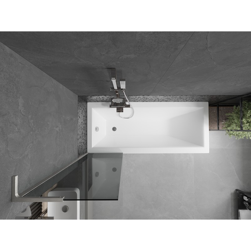 Mexen Next L Badewannenabtrennung 1-flügelig 50 x 150 cm, graphit, gebürstetes Nickel - 895-050-000-03-40-97