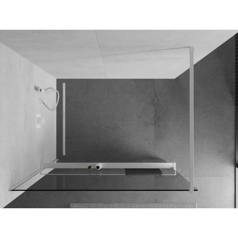 Mexen Kioto+ Duschwand mit Regal Walk-in 95 x 200 cm, transparent, weiß - 800-095-121-20-00