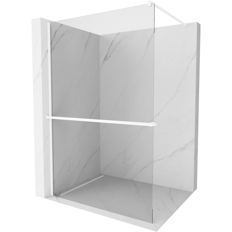 Mexen Kioto+ Duschwand mit Regal Walk-in 125 x 200 cm, transparent, weiß - 800-125-121-20-00