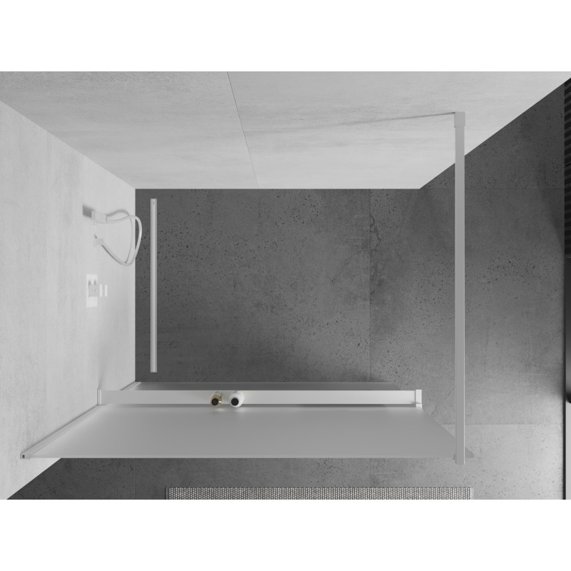 Mexen Kioto+ Duschwand mit Regal Walk-in 100 x 200 cm, matt, weiß - 800-100-121-20-30