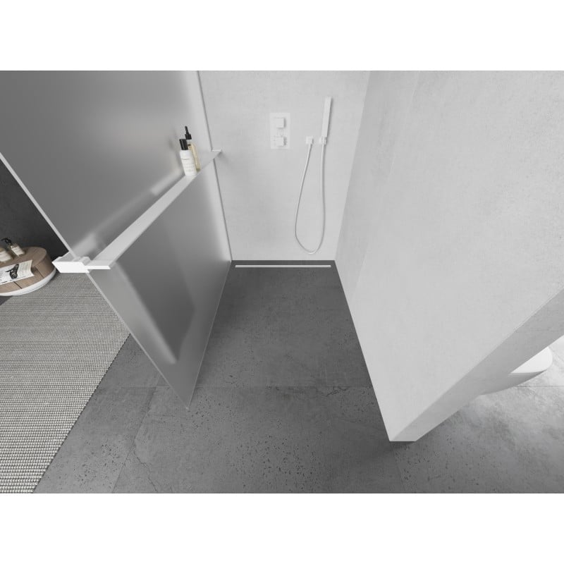 Mexen Kioto+ Duschwand mit Ablage Walk-in 120 x 200 cm, matt, weiß - 800-120-121-20-30