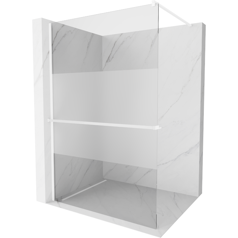 Mexen Kioto+ Duschwand mit Ablage Walk-in 80 x 200 cm, transparent/matt, weiß - 800-080-121-20-35
