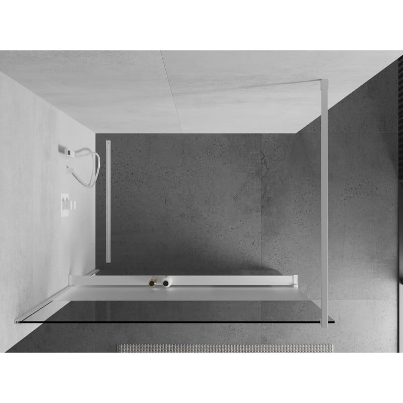 Mexen Kioto+ Duschwand mit Ablage Walk-in 100 x 200 cm, transparent/Mattglas, weiß - 800-100-121-20-35