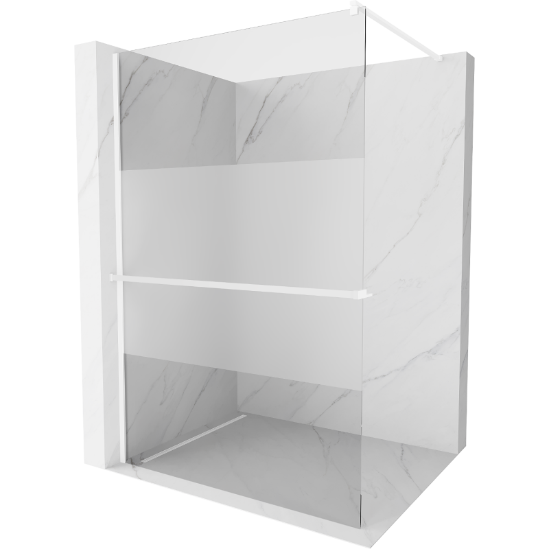 Mexen Kioto+ Duschwand mit Regal Walk-in 120 x 200 cm, transparent/Mattglas, weiß - 800-120-121-20-35