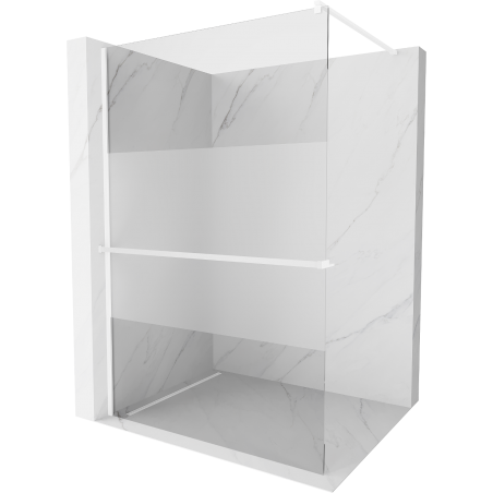 Mexen Kioto+ Duschwand mit Regal Walk-in 140 x 200 cm, transparent/frost, weiß - 800-140-121-20-35