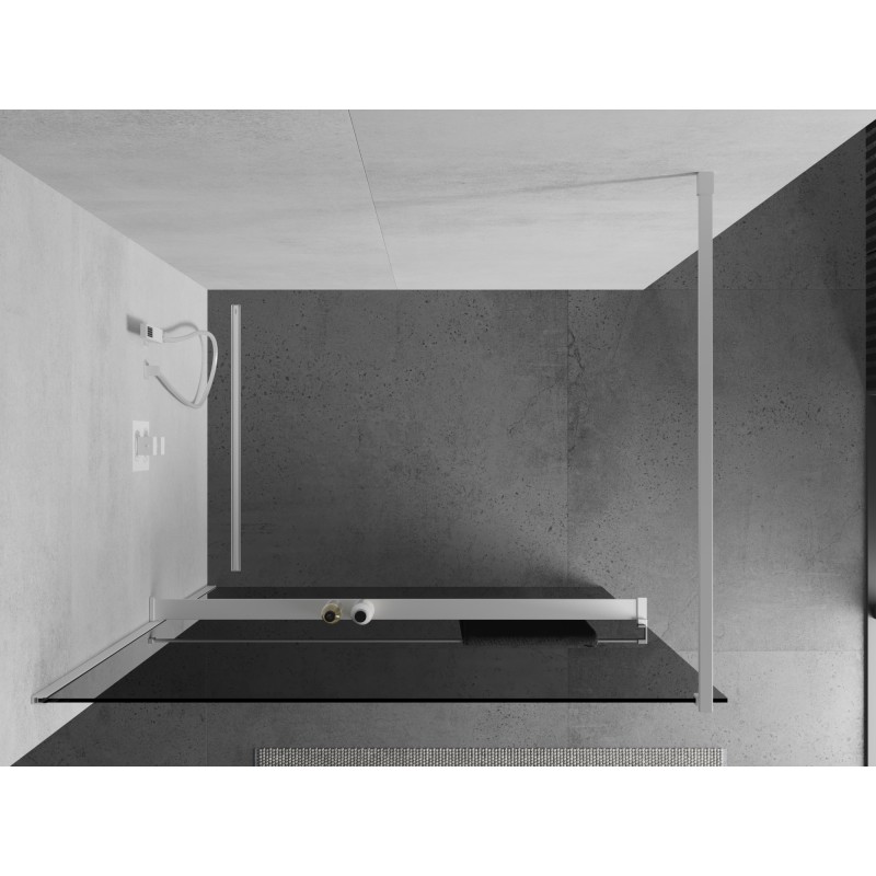 Mexen Kioto+ Duschwand mit Ablage Walk-in 70 x 200 cm, grafit, weiß - 800-070-121-20-40