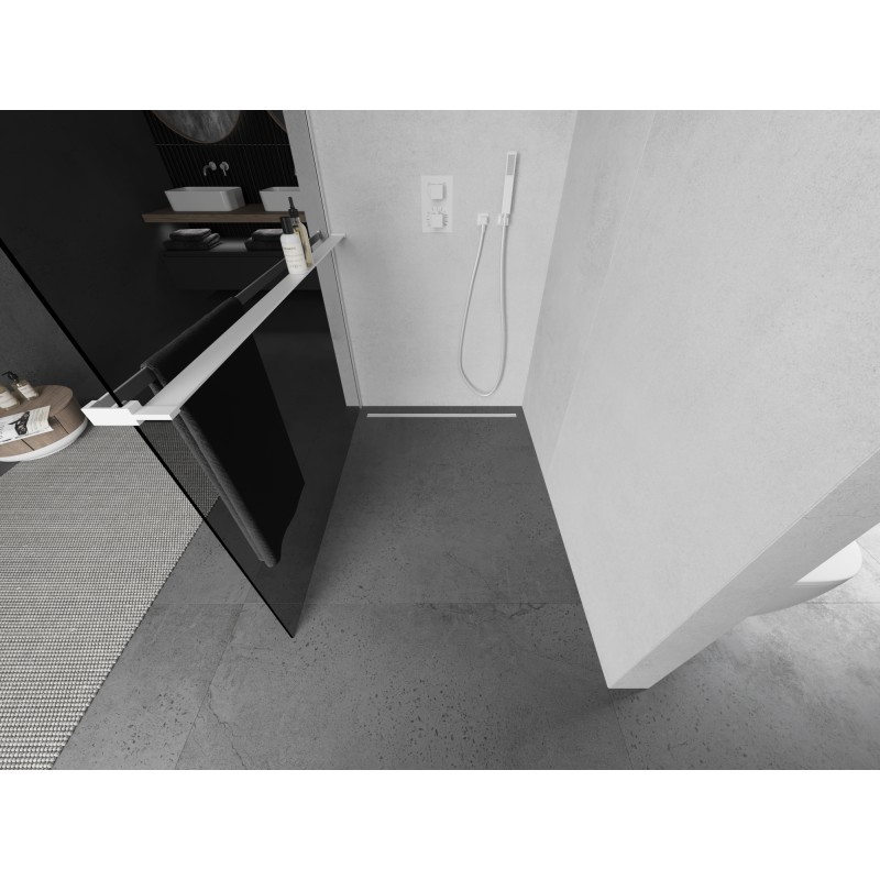Mexen Kioto+ Duschwand mit Regal Walk-in 120 x 200 cm, Graphit, Weiß - 800-120-121-20-40