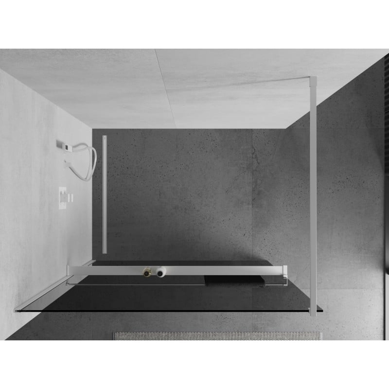 Mexen Kioto+ Duschwand mit Regal Walk-in 130 x 200 cm, graphit, weiß - 800-130-121-20-40