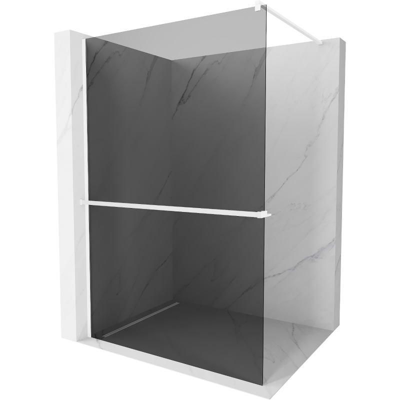 Mexen Kioto+ Duschwand mit Ablage Walk-in 140 x 200 cm, grafit, weiß - 800-140-121-20-40