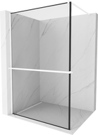 Mexen Kioto+ Duschwand mit Ablage Walk-in 100 x 200 cm, schwarzer Rahmen, weiß - 800-100-121-20-70