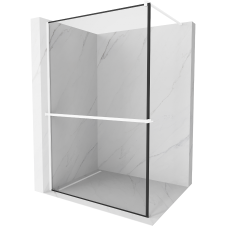 Mexen Kioto+ Duschwand mit Regal Walk-in 120 x 200 cm, schwarzer Rahmen, weiß - 800-120-121-20-70