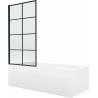 Mexen Cubik Rechteckige Wanne 170 x 70 cm mit Verkleidung und 1-flügeligem Paravent 70 cm, schwarzes Muster